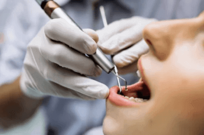 General dental examination in a soft-lit treatment room