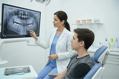 Orthodontic brackets on a study model